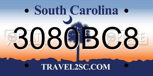 3080BC8 South Carolina License Plate