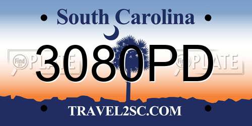 3080PD South Carolina License Plate