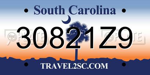 30821Z9 South Carolina License Plate