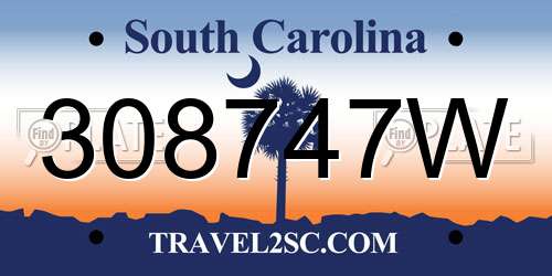 308747W South Carolina License Plate
