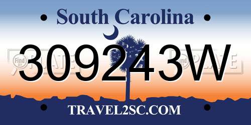 309243W South Carolina License Plate