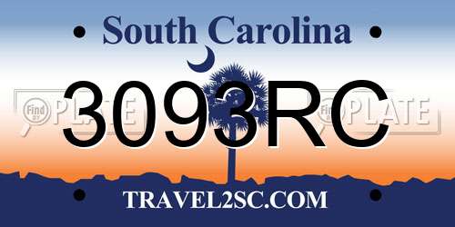 3093RC South Carolina License Plate