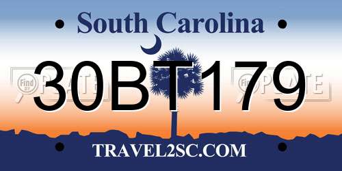 30BT179 South Carolina License Plate