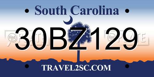 30BZ129 South Carolina License Plate