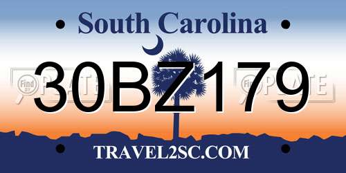 30BZ179 South Carolina License Plate