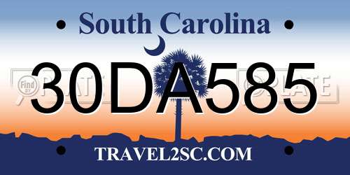 30DA585 South Carolina License Plate