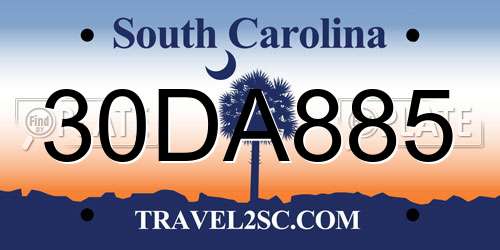 30DA885 South Carolina License Plate