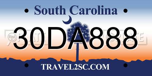 30DA888 South Carolina License Plate