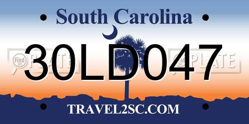30LD047 South Carolina License Plate