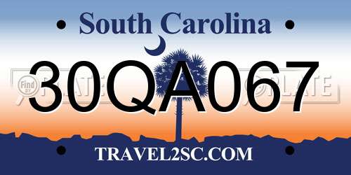 30QA067 South Carolina License Plate