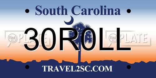 30R0LL South Carolina License Plate