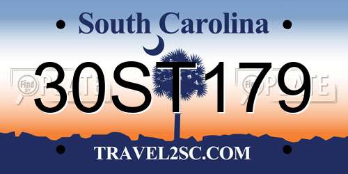 30ST179 South Carolina License Plate