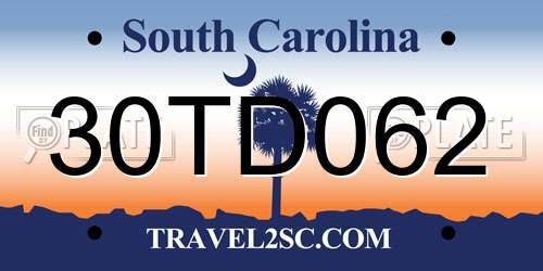 30TD062 South Carolina License Plate