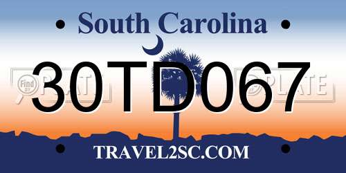 30TD067 South Carolina License Plate