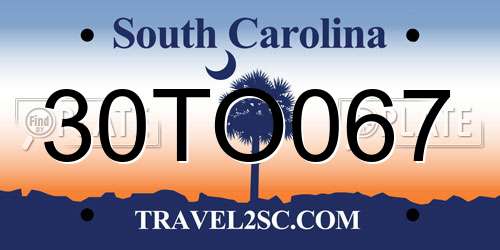 30TO067 South Carolina License Plate