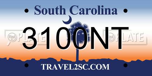3100NT South Carolina License Plate