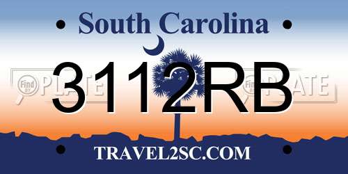 3112RB South Carolina License Plate