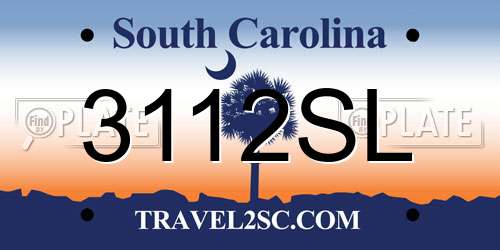 3112SL South Carolina License Plate
