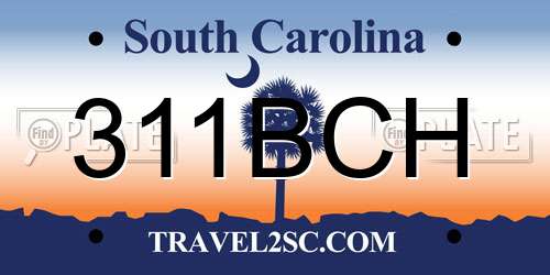 311BCH South Carolina License Plate