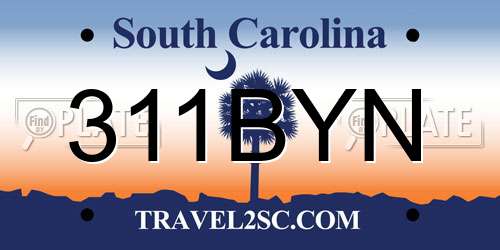 311BYN South Carolina License Plate