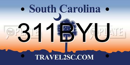 311BYU South Carolina License Plate