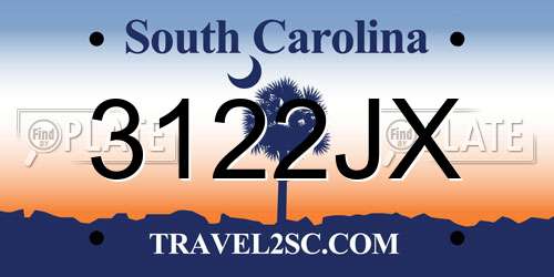 3122JX South Carolina License Plate