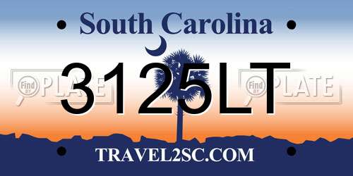 3125LT South Carolina License Plate