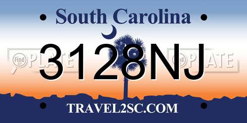 3128NJ South Carolina License Plate