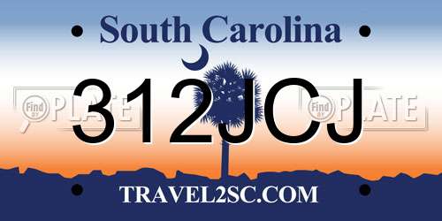312JCJ South Carolina License Plate