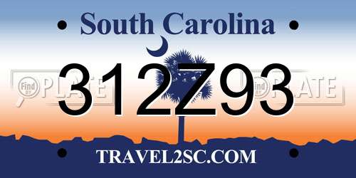 312Z93 South Carolina License Plate