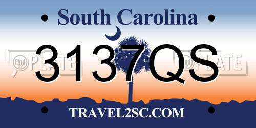 3137QS South Carolina License Plate
