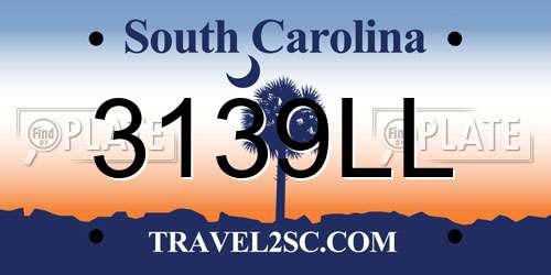 3139LL South Carolina License Plate