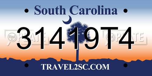 31419T4 South Carolina License Plate