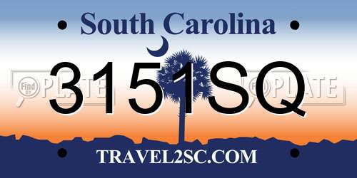 3151SQ South Carolina License Plate