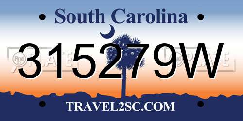 315279W South Carolina License Plate