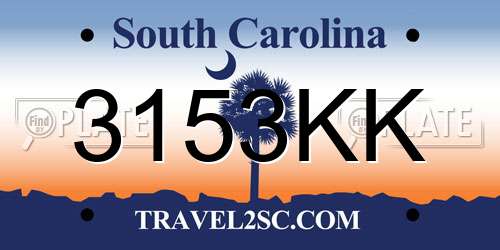3153KK South Carolina License Plate