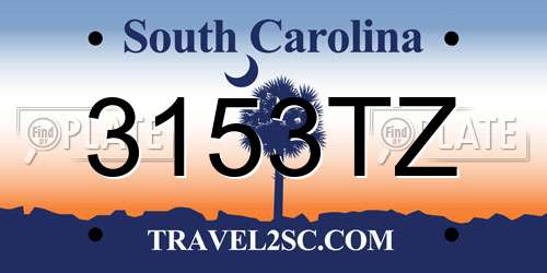 3153TZ South Carolina License Plate
