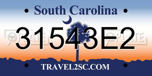 31543E2 South Carolina License Plate