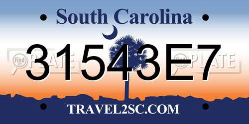31543E7 South Carolina License Plate