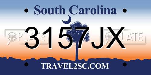3157JX South Carolina License Plate
