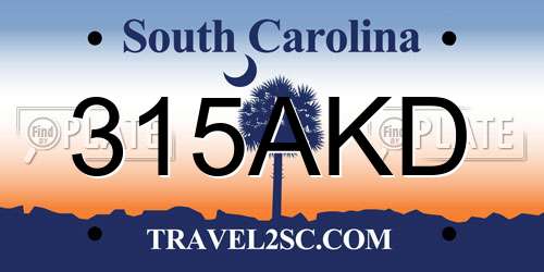 315AKD South Carolina License Plate