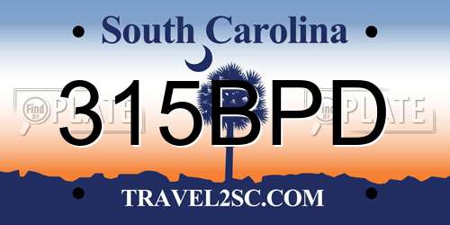 315BPD South Carolina License Plate