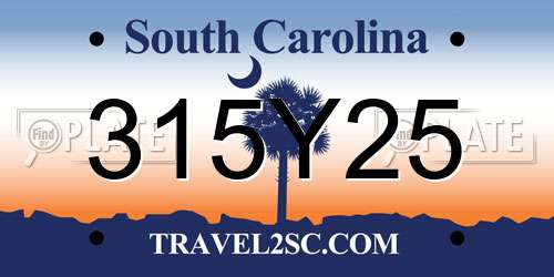 315Y25 South Carolina License Plate