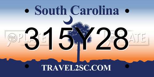 315Y28 South Carolina License Plate