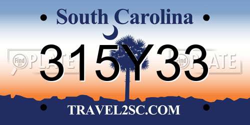 315Y33 South Carolina License Plate