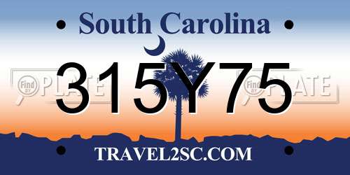 315Y75 South Carolina License Plate