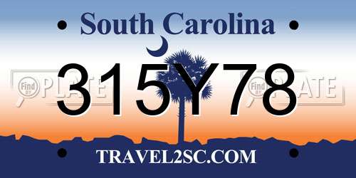 315Y78 South Carolina License Plate
