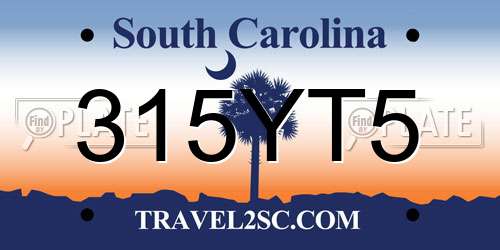 315YT5 South Carolina License Plate