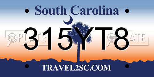 315YT8 South Carolina License Plate