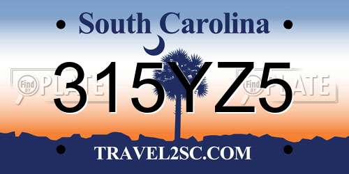 315YZ5 South Carolina License Plate